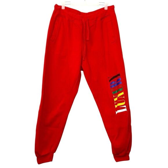 Fashion Nova Luxury Drawstring Cotton Blend Fleece Jogger Sweatpants Red Size XL - Picture 1 of 4